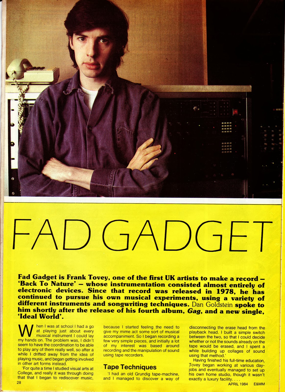 What sort of music. Fad gadget. Голдстейн 1984. The best of fad gadget. ФЭД гаджет Фрэнк Тови.