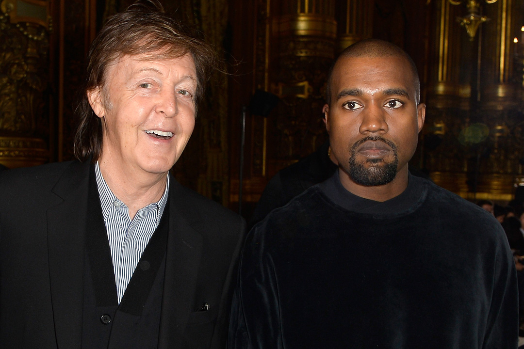 PARIS, FRANCE - MARCH 09:  (L-R) Paul McCartney and Kanye West attend the Stella McCartney show as part of the Paris Fashion Week Womenswear Fall/Winter 2015/2016 on March 9, 2015 in Paris, France.  (Photo by Pascal Le Segretain/Getty Images)
