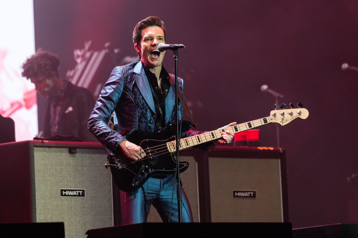 Mandatory Credit: Photo by Richard Isaac/Shutterstock (10324251dh)
The Killers performing on the Pyramid Stage. Brandon Flowers
Glastonbury Festival, Day 4, UK - 29 Jun 2019