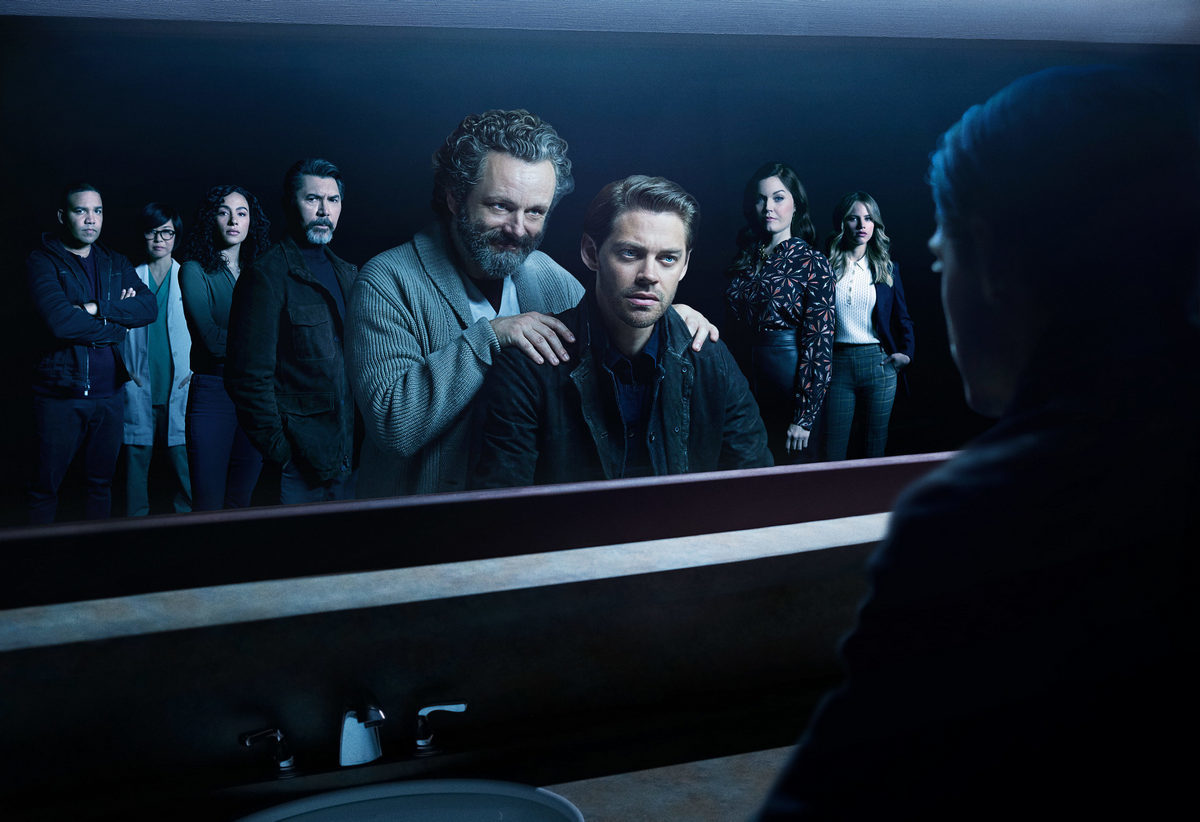 PRODIGAL SON: L-R: Frank Harts, Keiko Agena, Aurora Perrineau, Lou Diamond Phillips, Michael Sheen, Tom Payne, Bellamy Young and Halston Sage. PRODIGAL SON premieres Monday, Sept. 23 (9:00-10:00 PM ET/PT) on FOX. © 2019 FOX MEDIA LLC. Cr: Mark Seliger/ FOX.